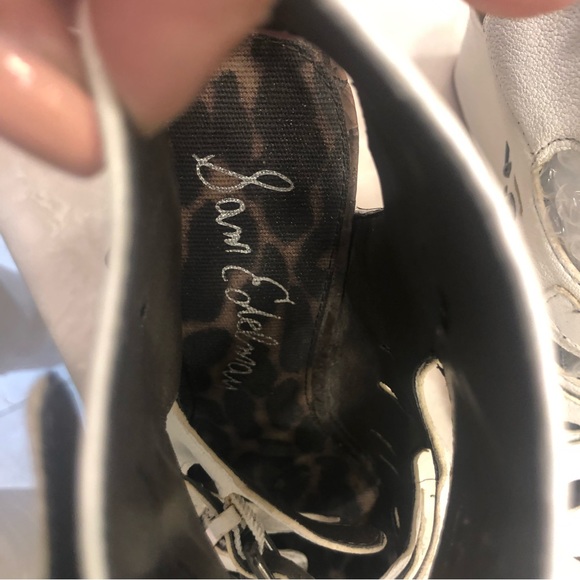 Sam Edelman while wedge sandal / booties with multiple buckles, leather, Sz 7.5 - Picture 7 of 15